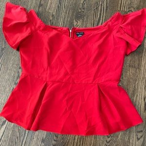City Chic - red off shoulder peplum top